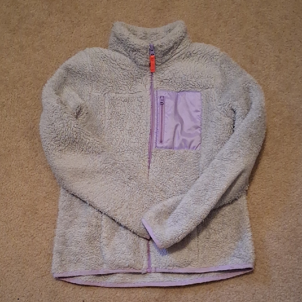 Xersion Kids Fleece Jacket - Light Gray and Lavender